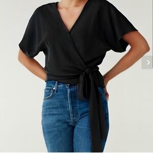 Vetta capsule convertible blouse black wrap top